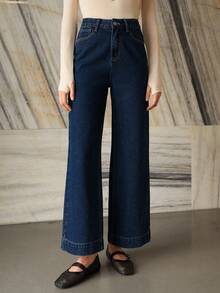 MOTF PREMIUM SLANT POCKET WIDE LEG JEANS - Navy Blue - View 9