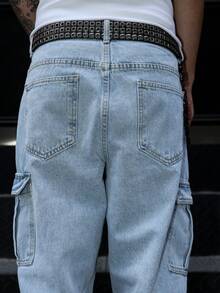 Manfinity EMRG Jeans en denim ample et décontracté avec poches pour hommes - Jean clair - Voir 8