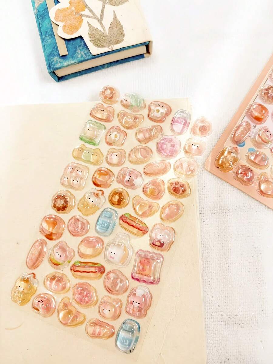 Zazumi 1张3D卡通动物贴纸 - 可爱的宝石水晶浮雕设计，视觉效果极佳 - 彩色 - 查看 1