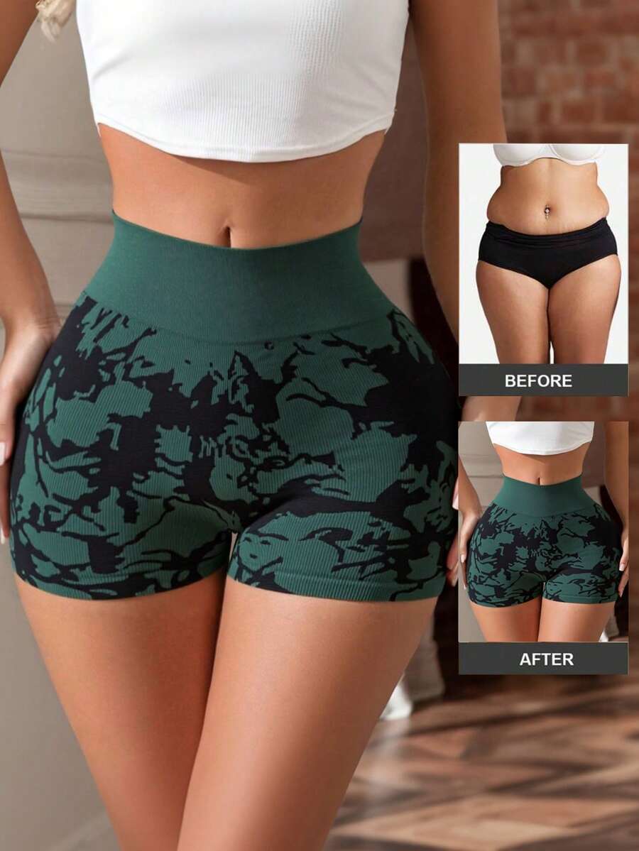 Eraneu 1件装女士无缝彩色舒适运动束腰提臀塑身短裤 - 彩色 - 查看 1