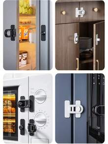 1/3/5 Packs Plastic Refrigerator Safety Locks, Non-Perforated Adhesive Safety Latches For Refrigerator And Oven Doors, Strong Adhesive Non-Marking Stickers, Keyless Drawer Door Lock For Office Use - Multicolor - View 6