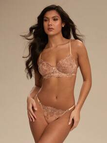 Enchnt 2pcs Women Retro Blue Sexy Lingerie Set - Champagne - View 6