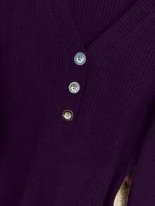 Franclia Nuevo vestido de punto con cintura ceñida y bajo de cola de sirena, estilo francés para otoño/invierno - Morado - Ver 3