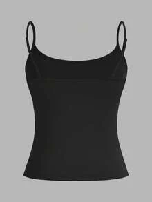 SHEIN EZwear 张子刺绣图案女士吊带露脐上衣，性感修身，适合夏季海滩穿着 - 彩色 - 查看 5
