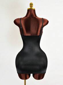 Mistrie 女士纯色吊带镂空性感涂层连衣裙 - 黑色 - 查看 2