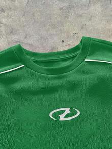 AXEPEAK 男士加大码休闲印花圆领短袖T恤，夏季 - 薄荷綠 - 查看 3