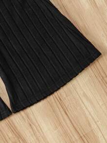 Sparklyn Girls' Spring/Autumn Flare Sleeve Top And Pants Casual Street Fashion Suit - Black - View 7