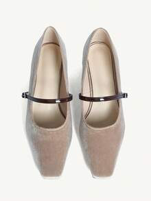 CUCCOO CHICEST Vintage Square Toe Satin Slip-On Pumps For Women For Christmas - Brown - View 9