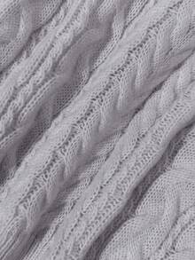 Franclia New Loose, Soft, Sweet Pink Oversized Design V-Neck Thick Cable Knit Pullover Sweater For Women, & Versatile For Autumn/Winter - Grey - View 8