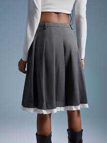GENKIRA Fashionable Design Sense Versatile Commute Casual Pleated A-Line Skirt - Multicolor - View 2