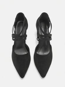 CUCCOO CURVES Women's Pointed Toe Criss-Cross Elegant High Heels For Christmas - Black - View 10