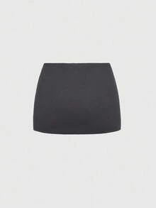 ROMWE Avant 女士复古 Vantage 性感亚文化交叉装饰高开衩紧身迷你裙 - 灰色 - 查看 2