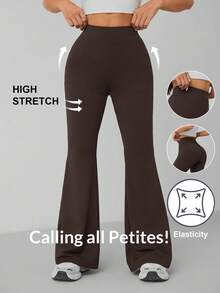 SHEIN PETITE Women Casual High Stretch Slim Flare Pants