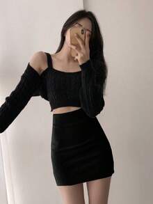 Dazy Tall Tall Women's Elegant, Sexy, Casual Super Skirt - Black - View 5