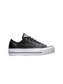 Converse Chuck Taylor All Star Lift Platform Leather Women Casual Sports Shoes Black 561681C - Black/White - 查看 1