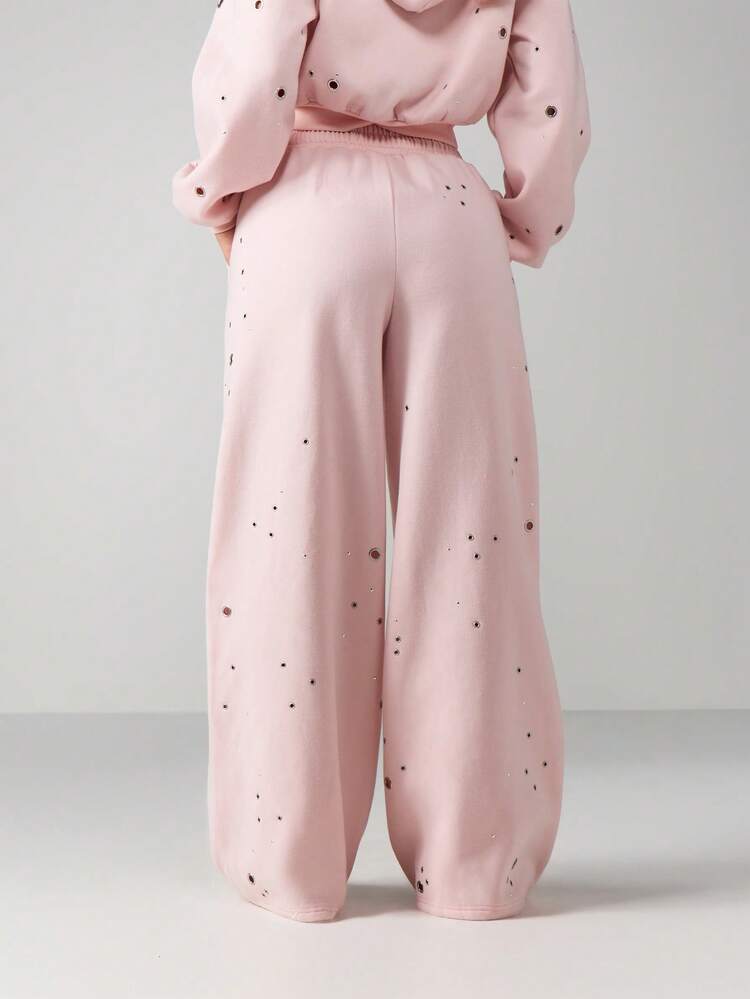 Missguided x Playboy Relaxed Fit Drawstring Sweatpants With Scattered Dot Pattern And Text Graphics For Casual Everyday Wear