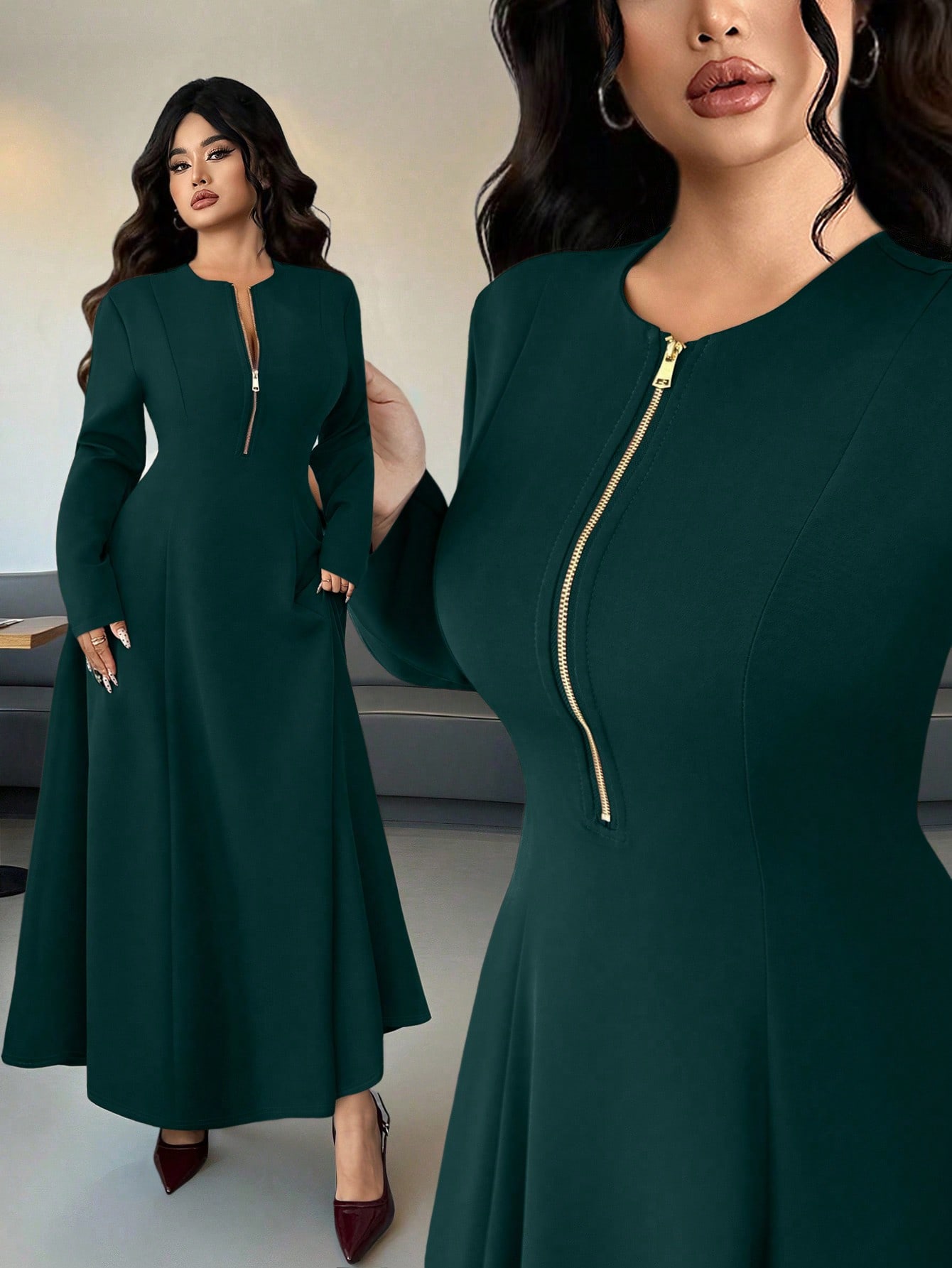 Elenzga فستان أنيق مع خصر مشدود للمقاسات الكبيرة،...