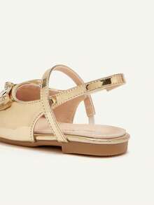 Cozy Pixies 1双时尚百搭休闲金色蝴蝶结装饰穆勒平底鞋，公主风平底鞋 - 金色 - 查看 4