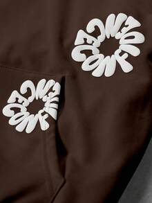 PAVTROS 男士休闲连帽卫衣和抽绳裤套装 - 咖啡棕 - 查看 4