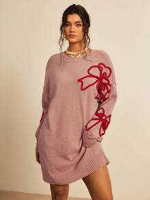 Freevana Cardigan Rajut Terbuka Wanita, Cocok untuk Bisnis Kasual, Pakaian Liburan, Atasan Gaya Country di Musim Gugur/Dingin - Merah - View 6