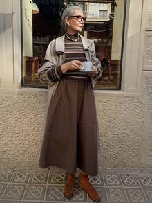 Vivie Lora Women's Turtleneck Fitted Long Sleeve Striped A-Line Sweater Dress - Multicolor - View 2