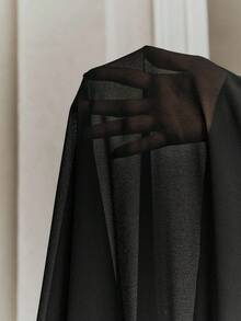 Anewsta Falda larga casual de mujer de estilo moderno y elegante, de cintura alta, con doble cinturón y parches de gasa negra - Negro - Ver 7