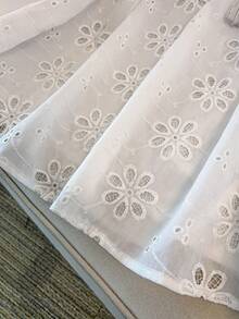 GlowEve CURVE 大码女式优雅纯色圆领流苏系带镂空刺绣灯笼袖宽松休闲衬衫 - 米色 - 查看 7