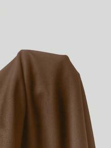 SHEIN CURVE+ Áo nỉ cổ tròn tay dài tay dệt kim chắp vá cỡ lớn - Cà phê nâu - Xem 7