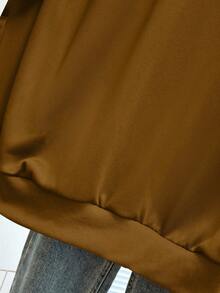 Franclia Striped Print Collared Casual Pullover Sweatshirt - Brown - View 7