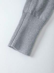 Franclia New Fashionable Polo Collar 2 In 1 Pullover Sweater For Women, Autumn - Grey - View 3