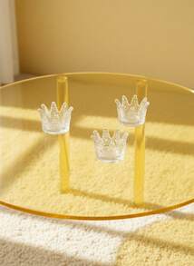 Joivida 1 件欧式创意皇冠玻璃烛台装饰首饰架 - 浪漫小玻璃烛台摆件，适用于客厅、卧室、圣诞节、情人节 - 彩色 - 查看 9