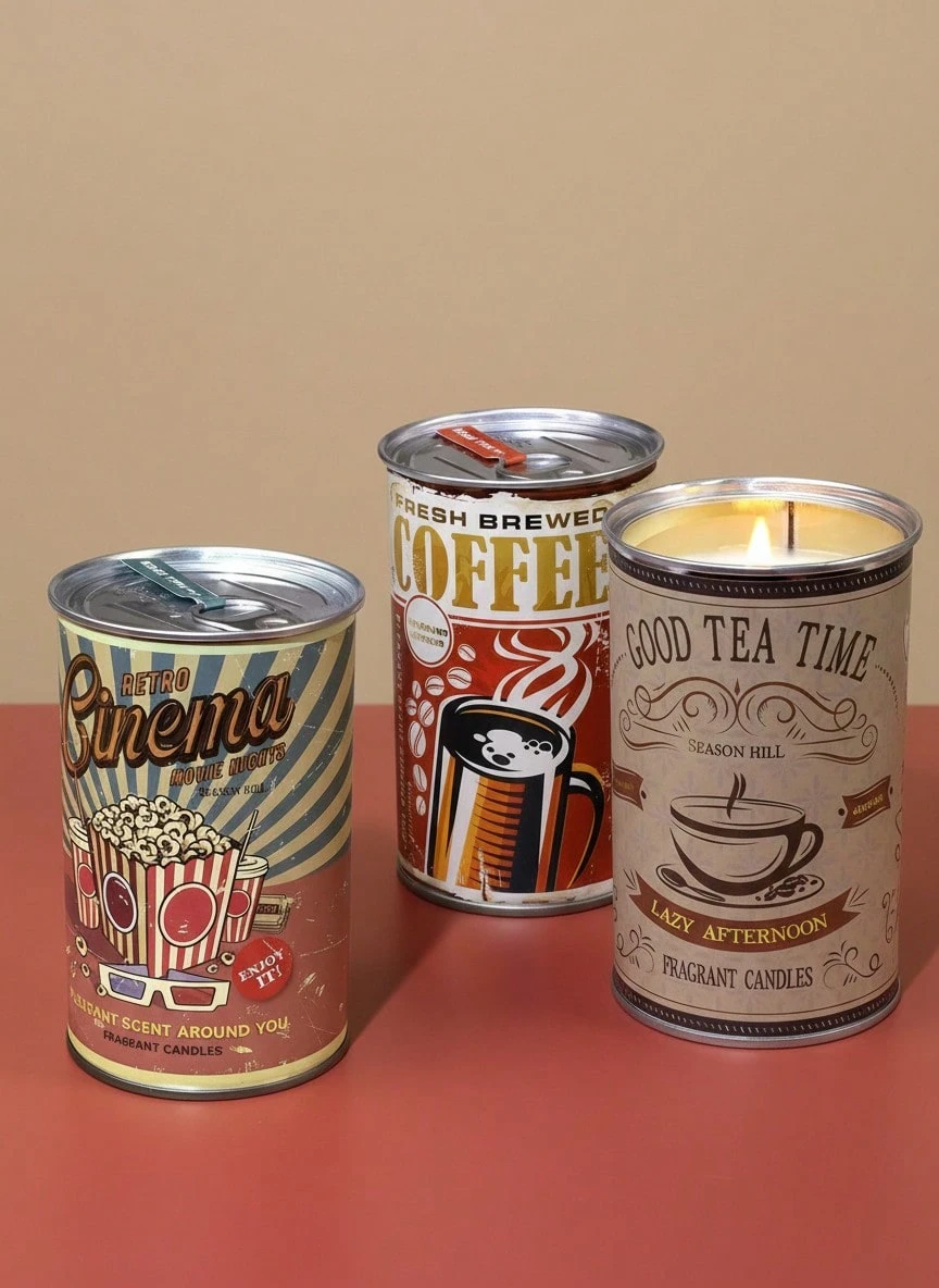 Joivida 复古美式菜肴系列铁皮香氛蜡烛，高级香氛装饰礼品氛围蜡烛，圣诞节，情人节