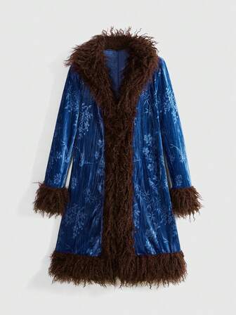 Chaqueta de mujer retro hippie de piel sintética estampada, para otoño/invierno