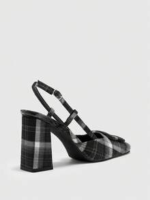 CUCCOO BIZCHIC 女士方头粗跟棕色PU皮高跟鞋，时尚简约，舒适百搭，适合日常穿着及圣诞节等场合 - 黑色 - 查看 5