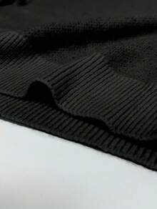 ROMWE MEN Street Life 青少年男童骨头印花圆领休闲长袖套头毛衣 - 黑色 - 查看 6