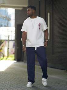 Heavens Edit 动漫男式日语文字龙图案 Y2k T 恤 - 白色 - 查看 1