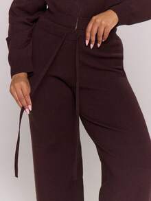 MUSERA Plus Knitted Graphic Fitted Flare Trousers Fall Autum Winter Cute Cosy  Holidays Coco Cloud