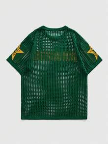 ROMWE MEN Street Life Men's Casual Street Style Crew Neck Jacquard Hollow Out Sweater - Dark Green - View 2