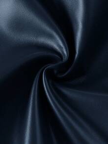 SHEIN Essnce Thời trang thường ngày thập niên 90 cho nữ, chụp ảnh đường phố, xuân thu, màu trơn, cổ xếp ly, áo ba lỗ PU, áo không tay, áo đi chơi, áo nữ mùa thu - Màu xanh hải quân - Xem 3