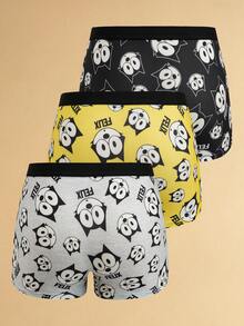 Felix The Cat X SHEIN Men's Comfortable Breathable Soft Cartoon Cat Print Boxer Briefs - Multicolor - View 2
