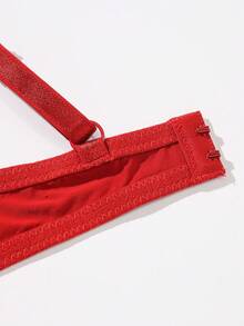 DesireSculpt 1件装女士纯色舒适钢圈文胸 - 紅色 - 查看 7