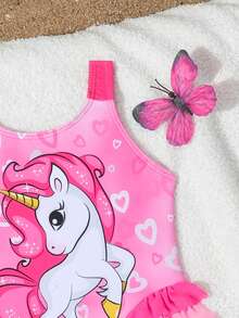 SHEIN Bộ đồ bơi liền thân hai mảnh in hình kỳ lân cho bé gái, 2 mảnh, màu hồng dễ thương, hình trái tim, kỳ lân, bộ đồ bơi kỳ lân cho bé gái, đồ bơi kỳ lân cho bé gái, bộ đồ bơi cho bé gái 2 tuổi, đồ bơi cho bé gái cỡ S 2-6 tháng, đồ bơi kỳ lân cho bé gái 2 tuổi, đồ bơi hình cá ngựa, đồ bơi liền thân cho bé gái, đồ bơi dễ thương cho bé, đồ bơi xếp nếp cho bé, đồ bơi xếp nếp cho bé gái, đồ bơi kỳ lân cho bé gái. - Hồng - Xem 4