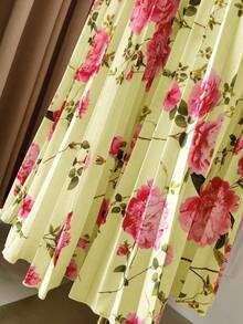 Rometta Vestido plisado con estampado, de manga corta y cuello en V, elegante, para mujer de talla grande - Amarillo claro - Ver 4