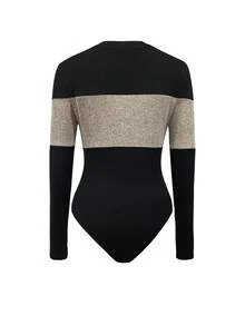 Selianne 女士黑灰拼接V领连体衣 - 彩色 - 查看 2