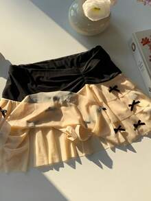 Comfortcana Women's Pleated Waist Bow Decor Cake Skirt - Multicolor - View 7