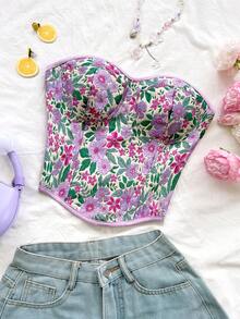 Soleia Vestimenta casual de vacaciones para mujer, atuendo de invitada a boda en la playa, regreso a la escuela, brunch, graduación, Día de San Patricio, vacaciones de primavera, Pascua, festival de música, elegante, bohemio, tropical, sin tirantes, hombros abiertos, dobladillo con nudo, contraste de color, top bandeau con mariposa y espalda descubierta