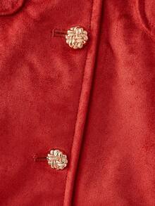 lacRébo Faux Suedette Jacket With Contrast Sherpa Collar And Cuffs Spring Women Spring Red Jacket Premium Jacket New Year Red Button Up - Burgundy - View 9