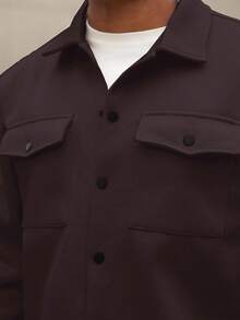 Manfinity Homme Plus Size Men's Wool Blend Shirt Jacket, Light Color - Brown - View 4