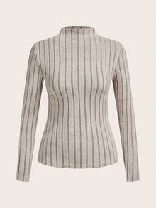 SHEIN LUNE 3件套休闲纯色简约罗纹紧身打底T恤，柔软舒适，秋冬季 - 彩色 - 查看 5