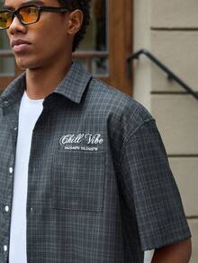 SWAVVY Camisa de manga corta holgada y casual de tejido para hombre, para uso diario - Azul - Ver 6